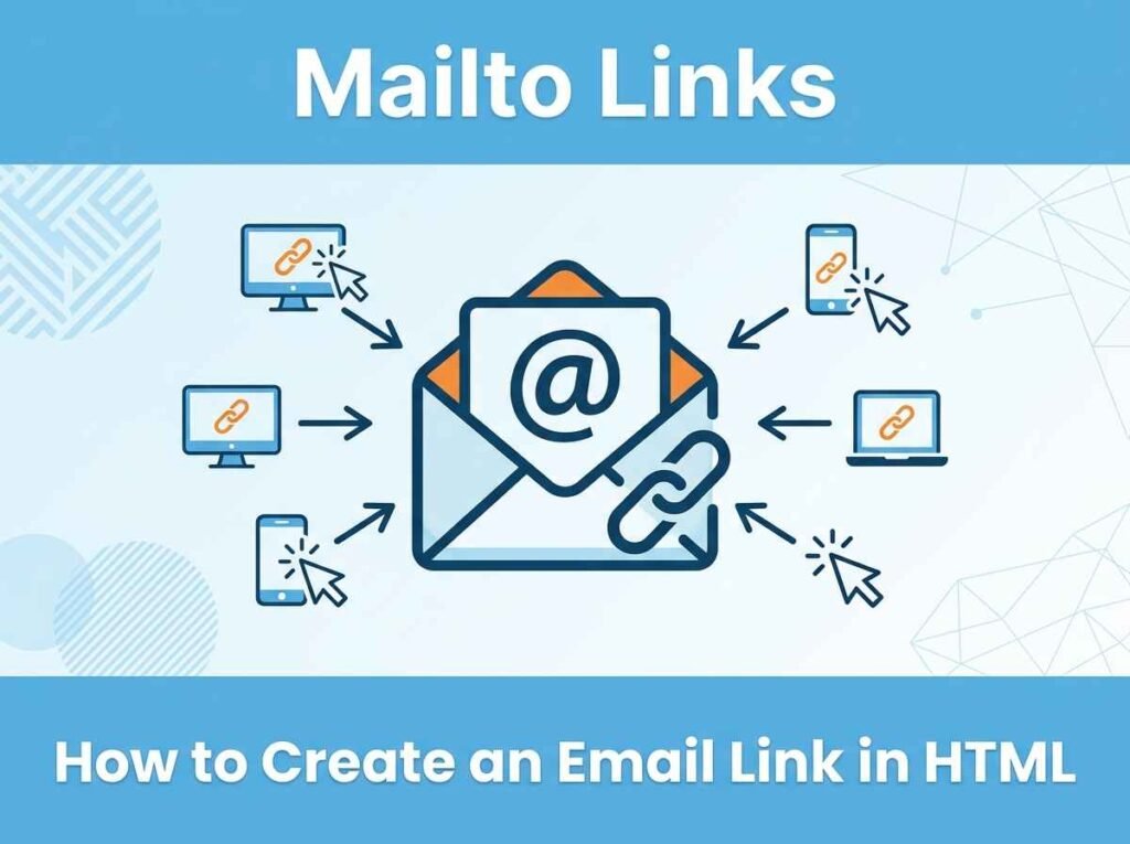 Example of a mailto link in HTML code opening an email