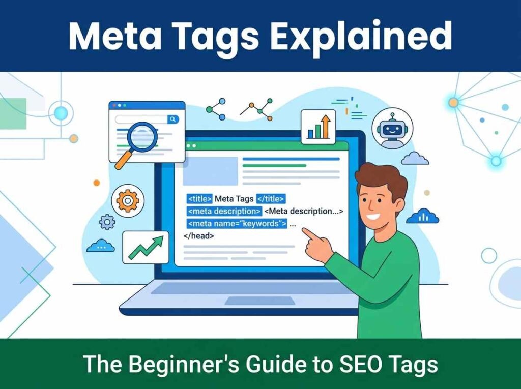 Example of HTML meta tags in a web page head section