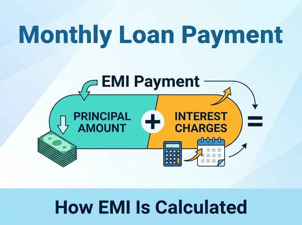 Illustration of a monthly loan payment and interest breakdown