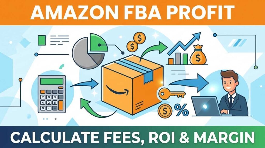 Amazon FBA fee breakdown showing profit and ROI calculation