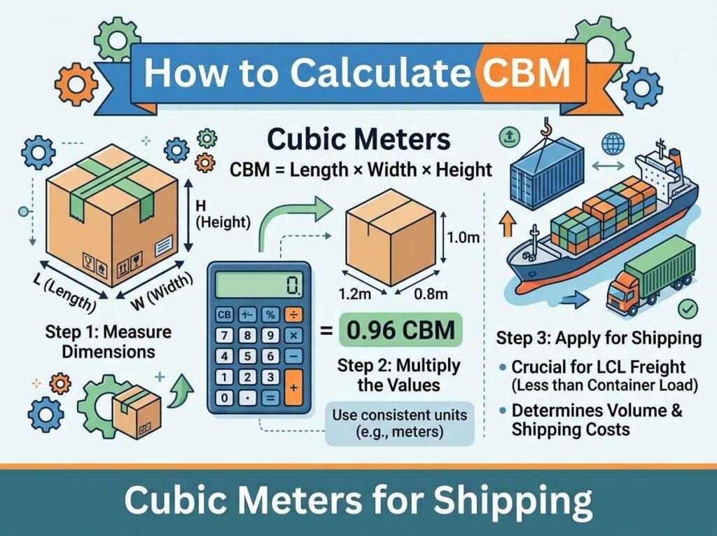 Shipping cartons with dimensions for calculating CBM