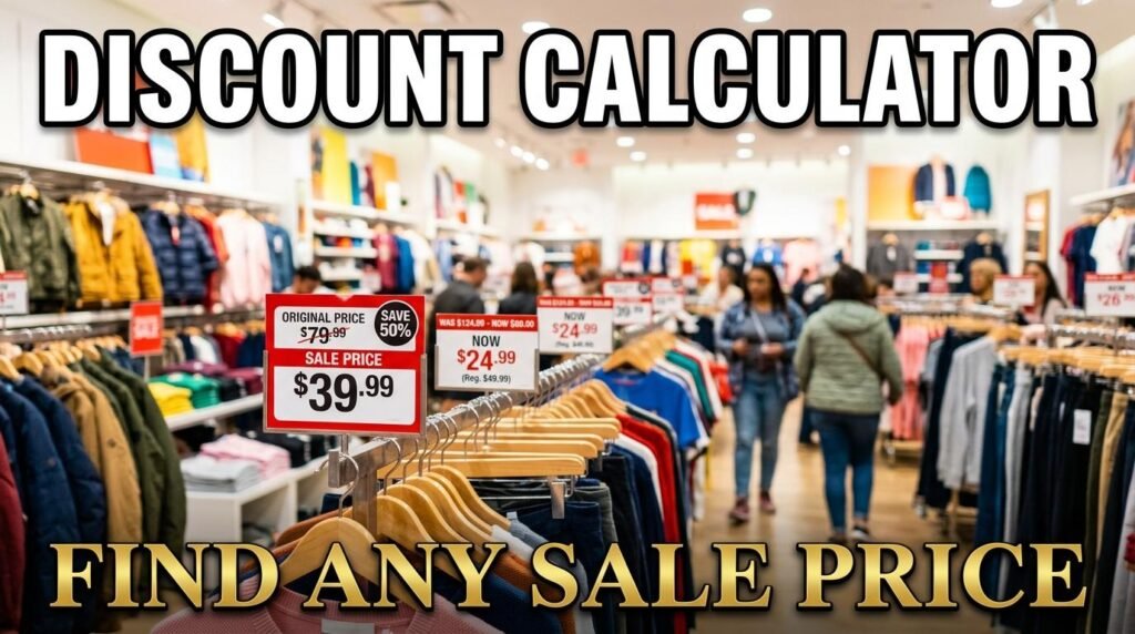 Discount calculator showing original price, percent off, and sale price