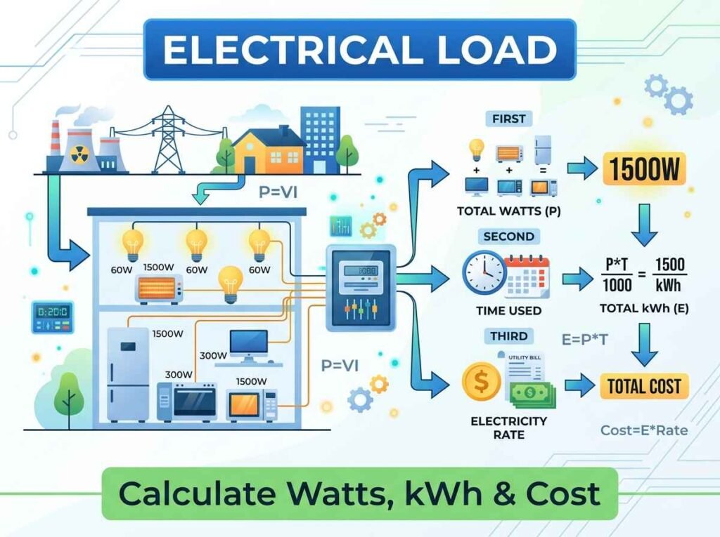 Appliance list used to calculate total electrical load for a home