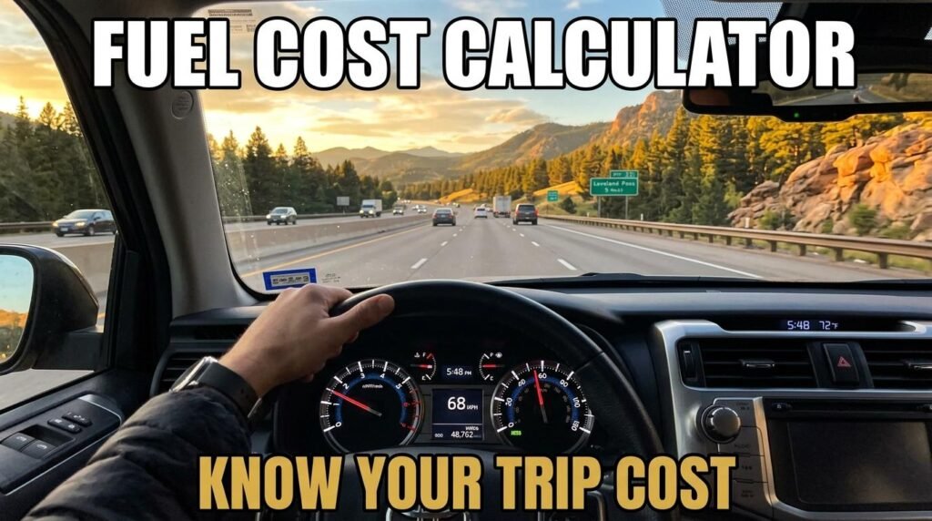 Fuel cost calculation showing distance, MPG, gas price, and total trip cost